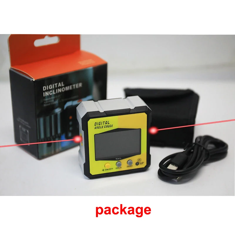 Digital Protractor Laser USB Inclinometer 360° Level Angle Finder High Precision Goniometer Magnet Tilt Measuring Tools