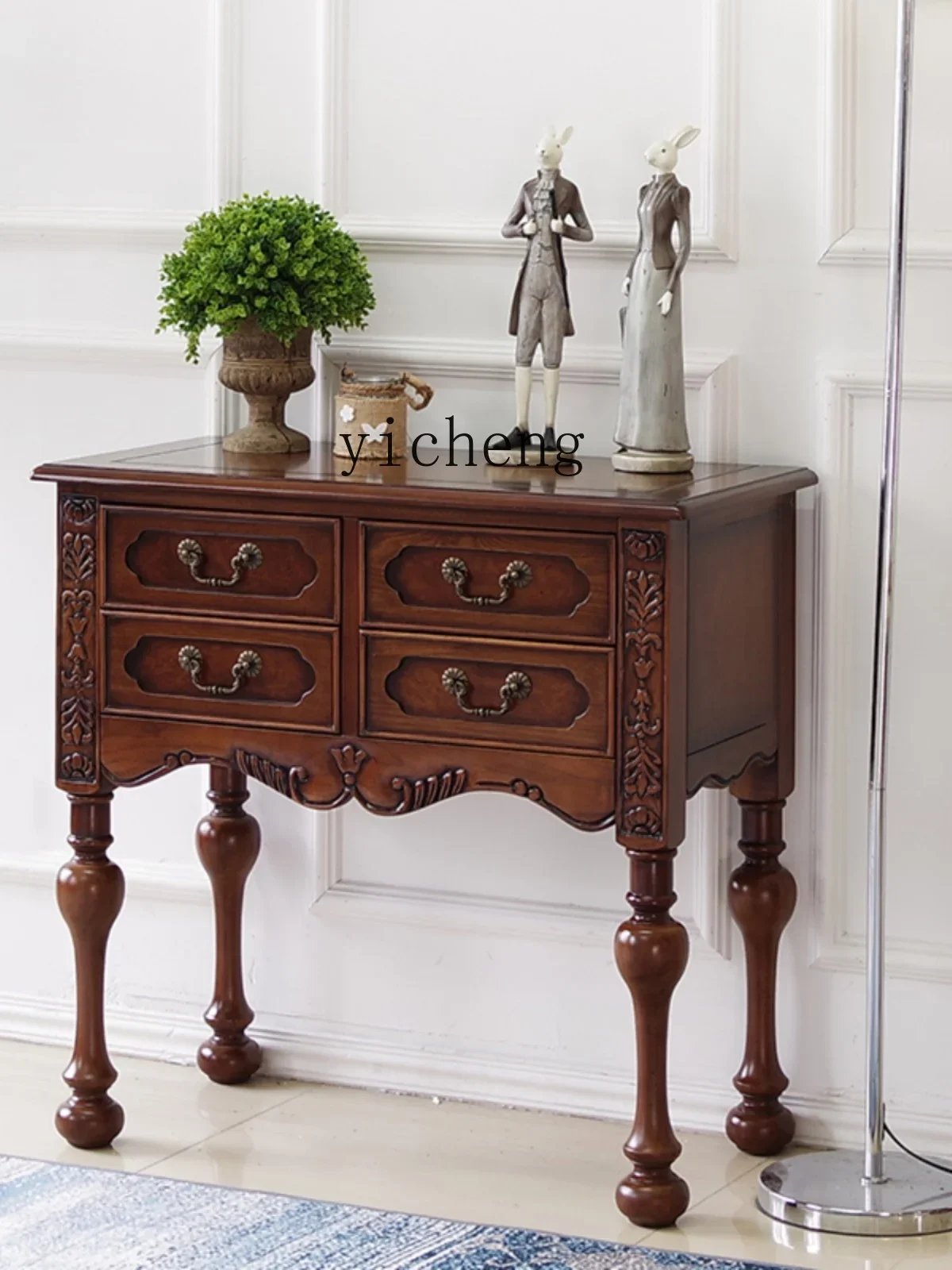 rural retro classic four-chest cabinet style solid wood small bucket cabinet drawer porch storage old