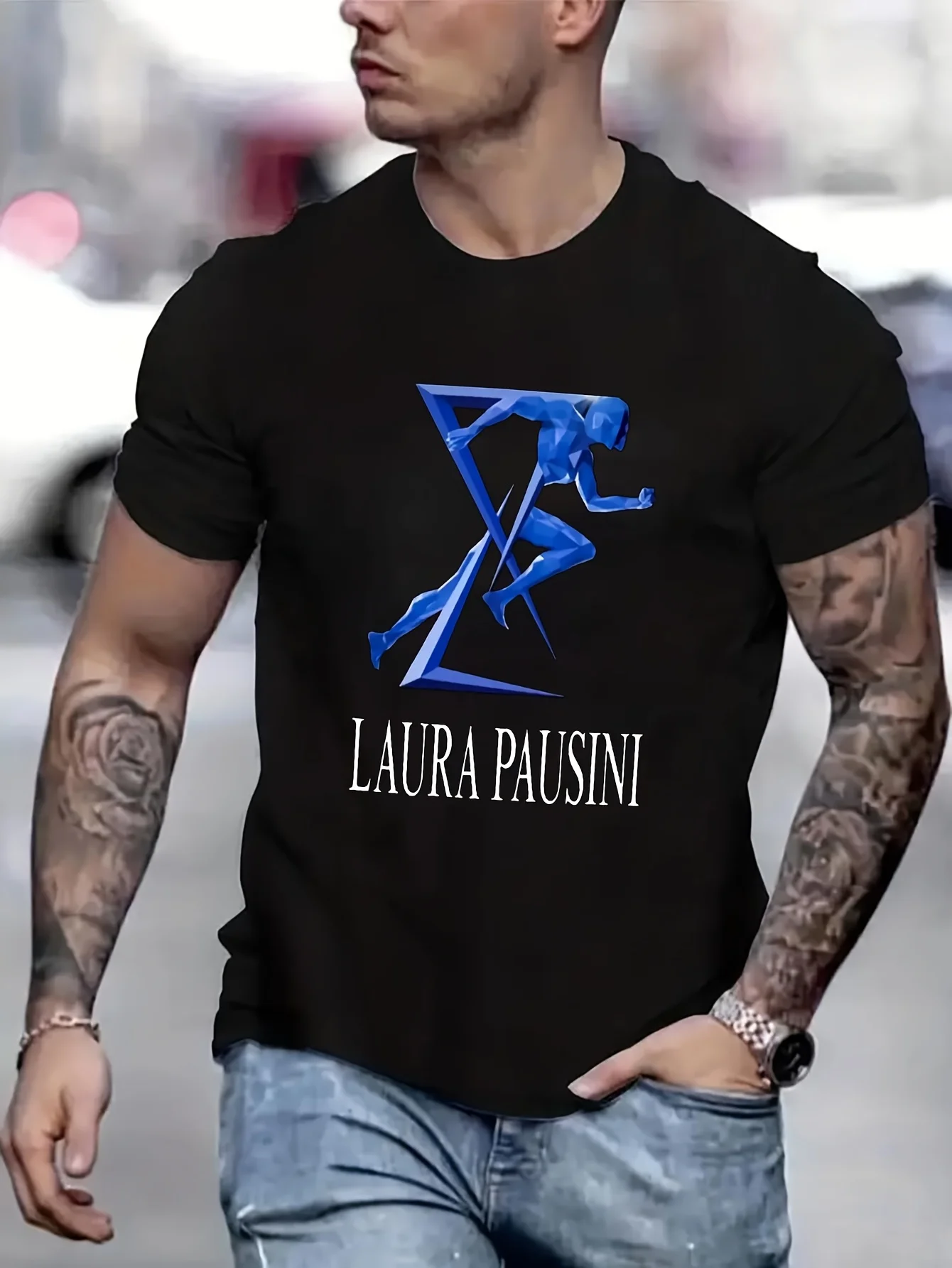 Laura Pausini Men's Summer Top Oversized T-Shirt Vintage T Shirt Anime Men T shirt Printed T-Shirt B5021473