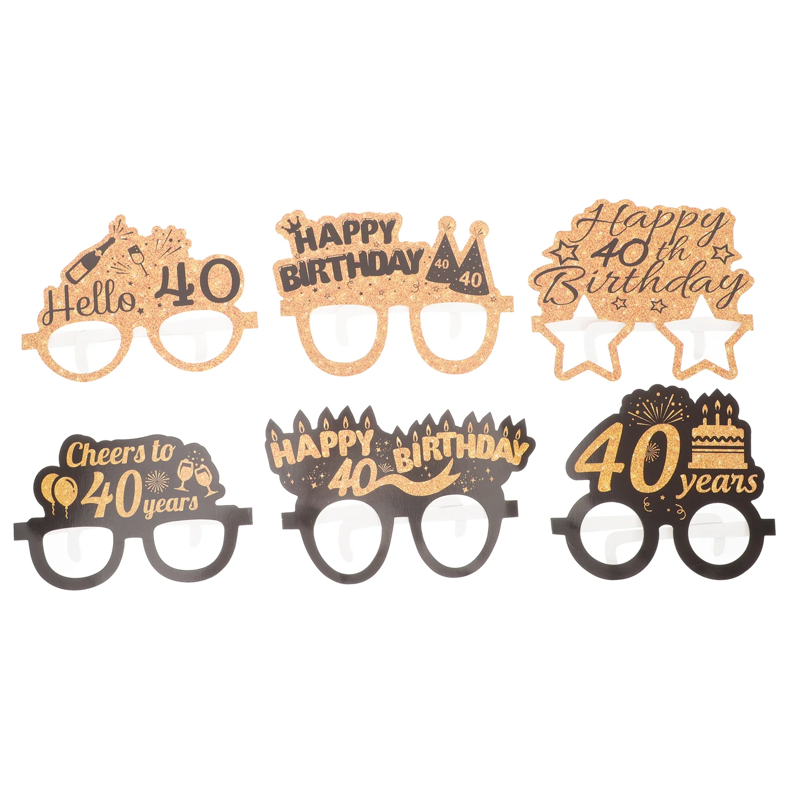 

6 Pairs Glasses Birthday Party Paper Eyeglasses Eyewear Aldult for Adults Supplies Colorful Photo Props