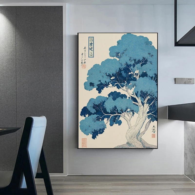 和風静物画ポスター ブルーシリーズ 水墨画 キャンバス絵画 - Japanese Zen Lifestyle のレビューと価格