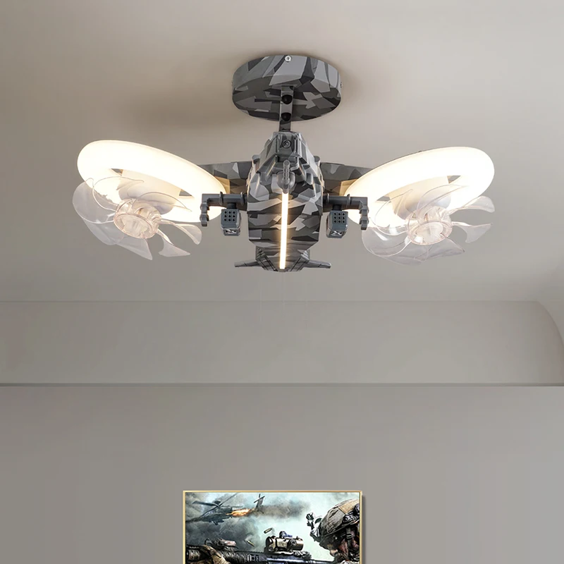 Modern airplane pendant light decoration fan pendant light children's room pendant light intelligent application lighting