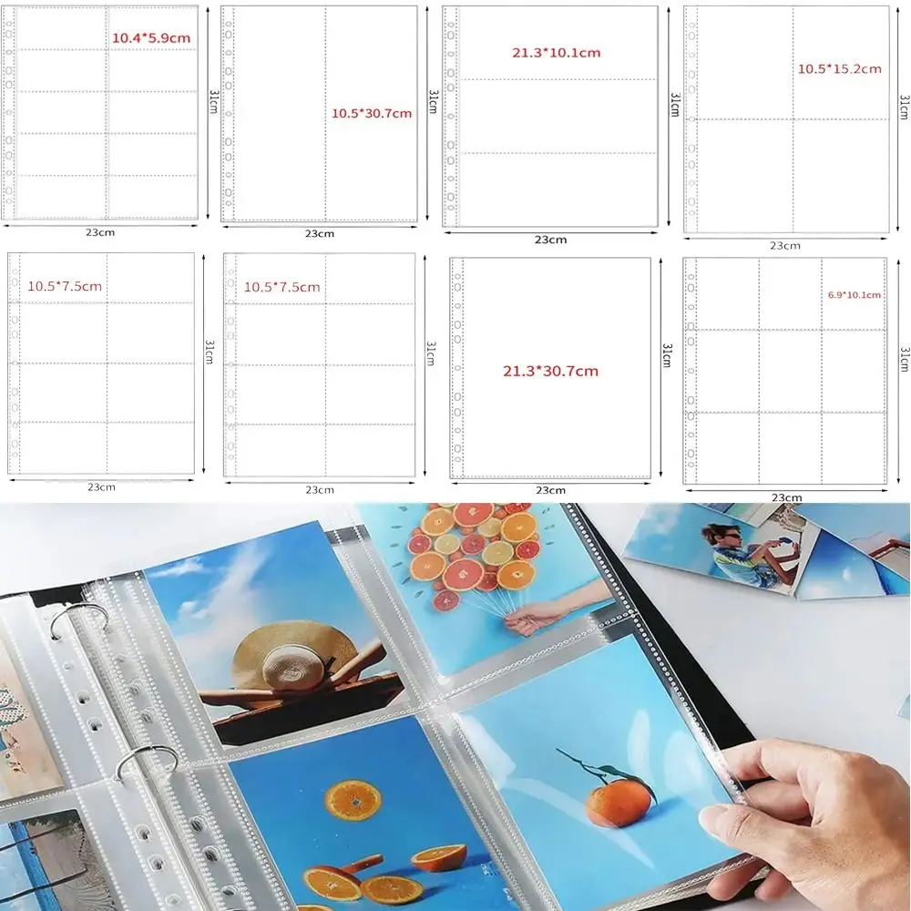 Mehrfach-Taschen A4 Kpop Fotokarten-Sammelmappe Transparentes PP Fotoalbum Nachfüllseiten 4-Loch 4-Ring DIY