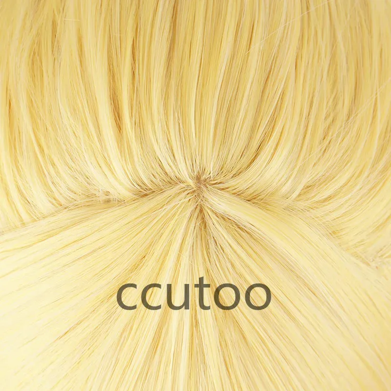 Zizi 2025 ccutoo الشعر الاصطناعية Kohaku أنيمي Dr.Stone تأثيري ذهبي ذيل حصان مقاومة للحرارة زي الباروكات + شعر مستعار مجاني Ca #5