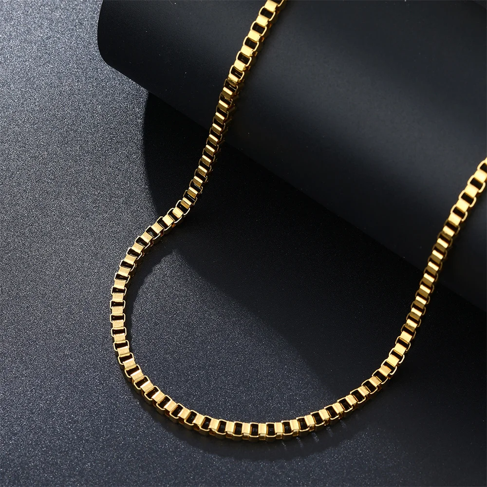 18/20/22/24 inch Stainless Steel Box Chain Necklace For Men Women DIY Jewelry Making Accessories