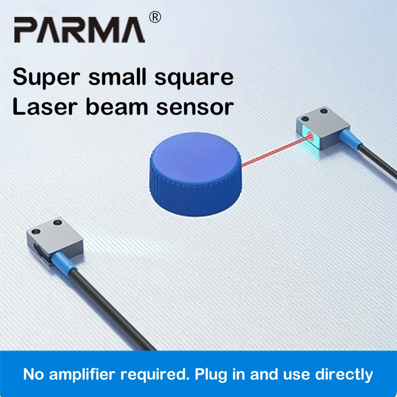 Miniature square laser photoelectric switch, beam-shooting, converging small light spot, red light sensor