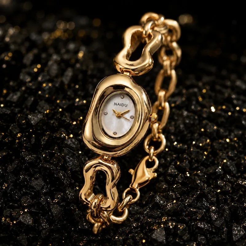 Light Luxury Brand Women's Watch Fashion Gold Irregular Hollow Bracelet Quartz Ladies Watches Elegant Female Clock Gift Relogio