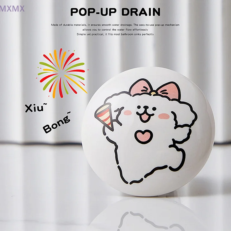 

Cute Cartoon Dog Ceramics Bathroom Sink Plug Anti-Odor Drain Stopper Hair Cather Bathroom Sink Drain Filter