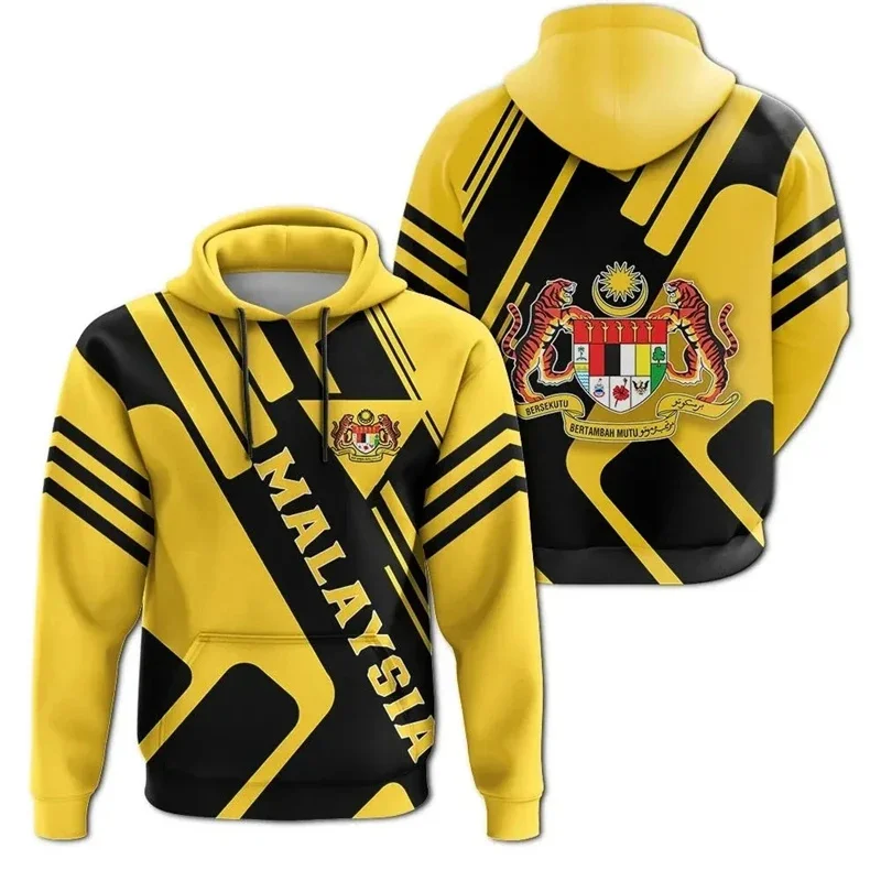 

3D Printed Malaysian Flag Hoodies Men National Emblem Graphic Pullovers Fashion Casual Long Sleeve Hooded Sweatshirts Streetwear