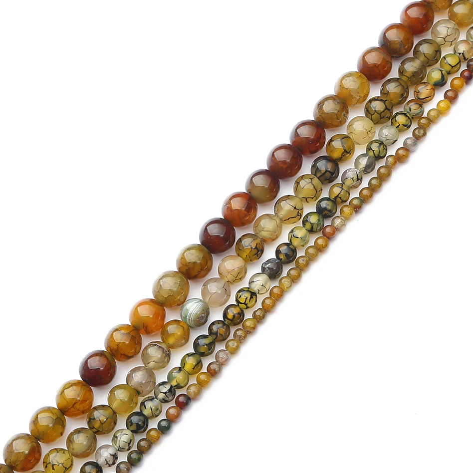 Modische natürliche Teedrachenadern-Achat-Steinperlen, runde lose Abstandshalterperlen für die Schmuckherstellung, DIY-Halskette, Armband, Halskettenzubehör – Detail 5