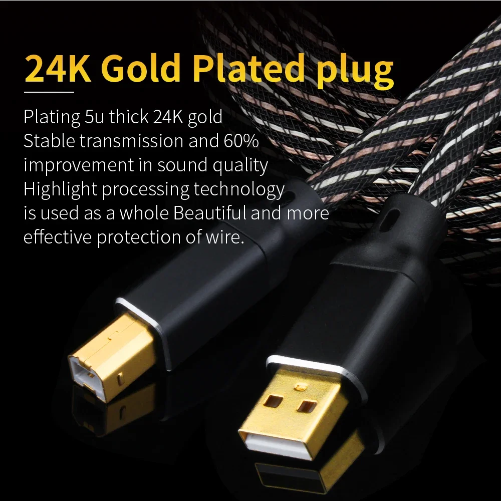 TODN HIFI High-purity OFC USB A To B Plug USB Audio Digital Cable for Decoder Sound Card Electronic HiFi Decoding DAC