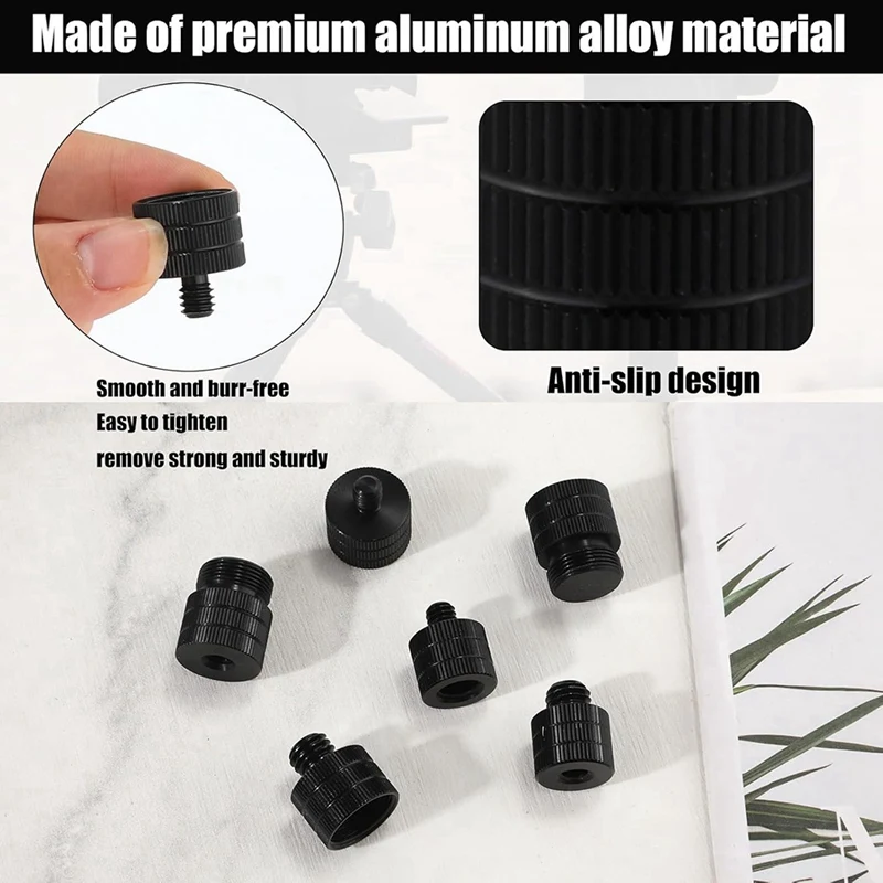 6Pcs Mic Stand Adapter, Camera Stand Adapter Mic Screw Adapter Mic Thread Adapter For Microphones Cameras Stands