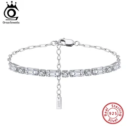 ORSA JEWELS Authentic 925 Sterling Silver 3mm Tennis Chain Bracelet Sparkling Hanmade Zirconia Hand Chain for Man Woman SB214