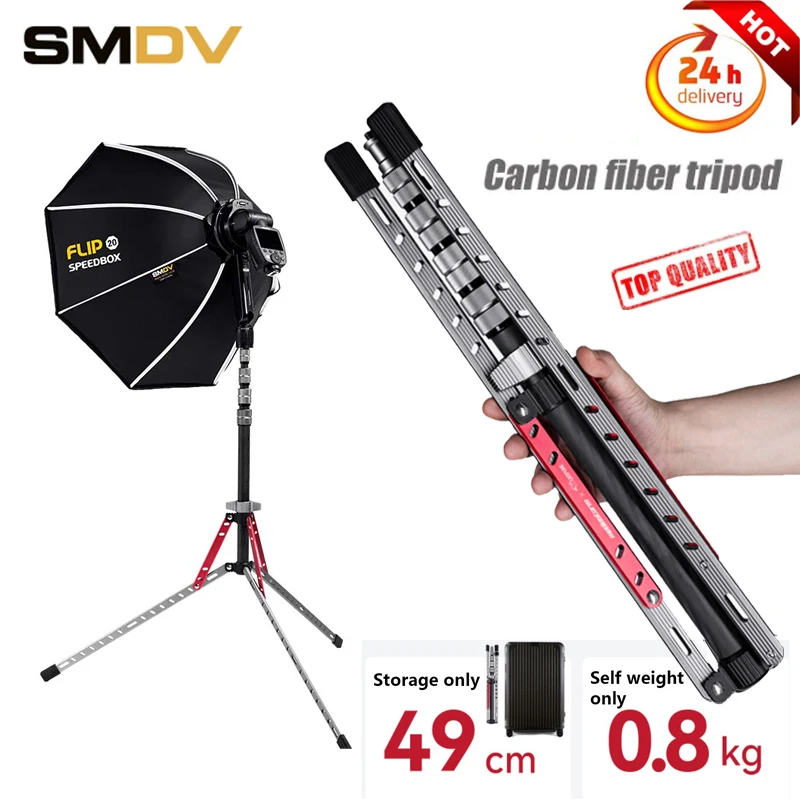 2.1m Carbon Fiber Photographic Light Stand SMDV gripone Adjustable Tripod 1/4 Screw Portable Lamp Holder for Flash Softbox