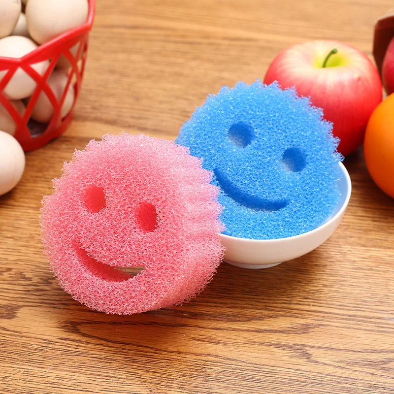 5Pcs Kitchen Dishwashing Sponge Bathroom Sponge Wiping Creativity Suction Cup Pot Brush Pot Sponge Household Cleaning Cloth