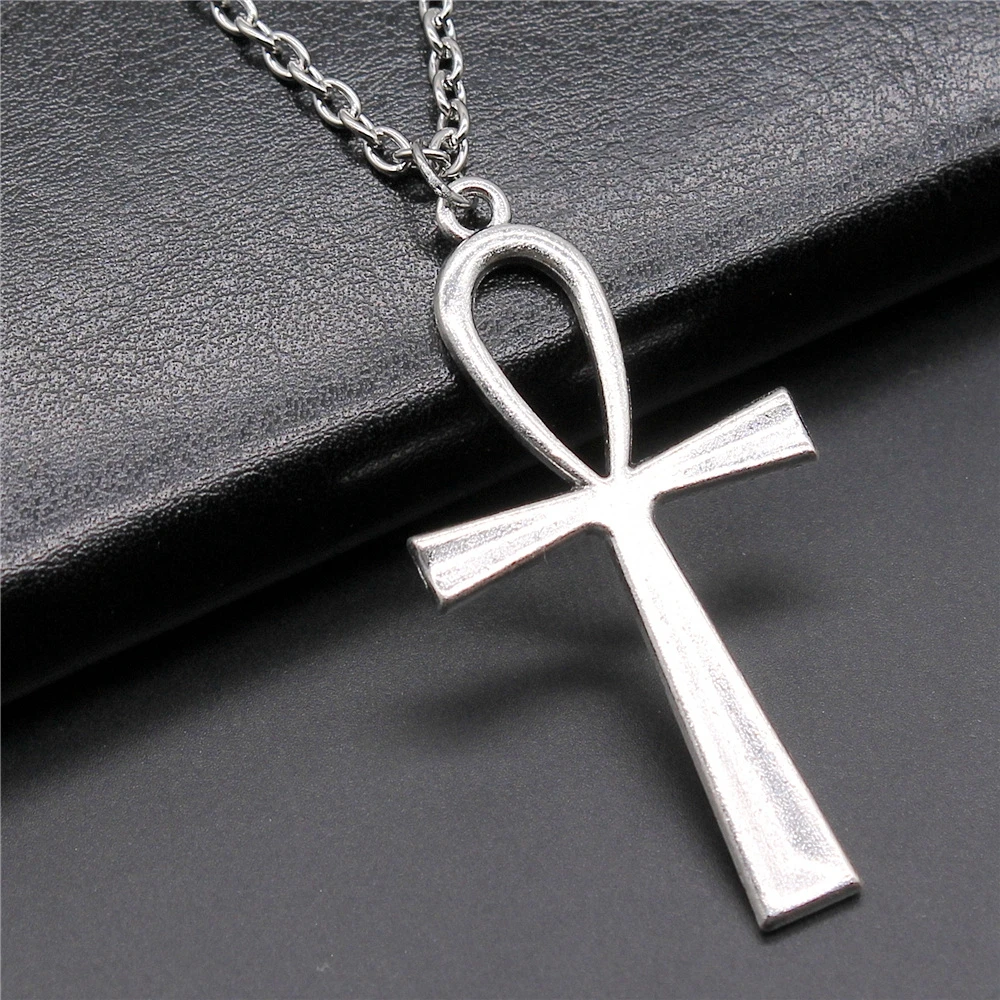 تميمة الموضة الكلاسيكية البسيطة الصليب المصري عنخ الحياة رمز قلادة قصيرة طويلة سلسلة القلائد مجوهرات للرجال النساء #4