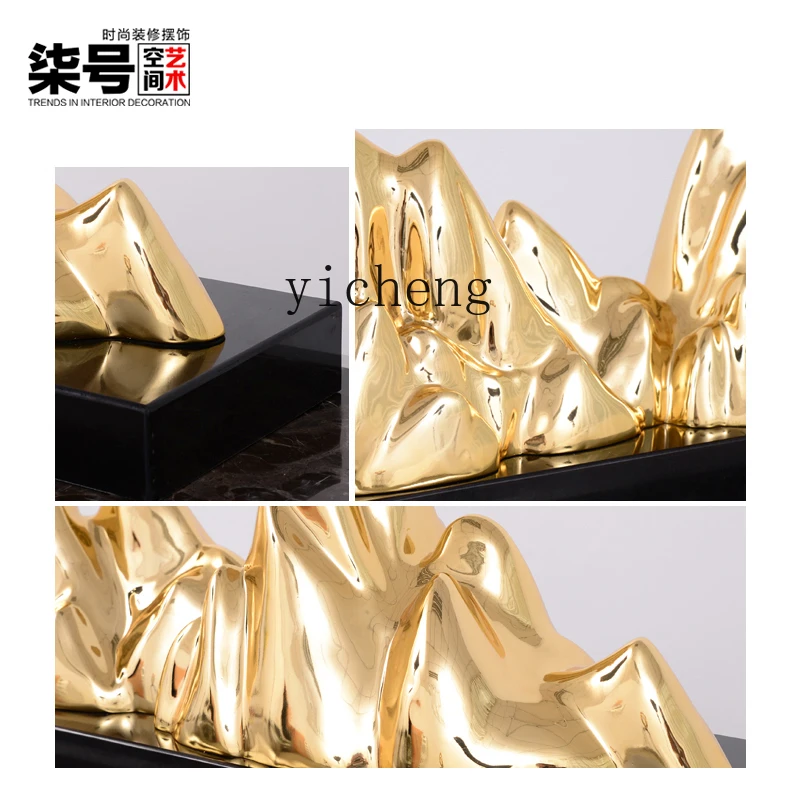 ZC office lucky Jinshan Yinshan ornaments hotel lobby decoration electroplating sculpture decoration