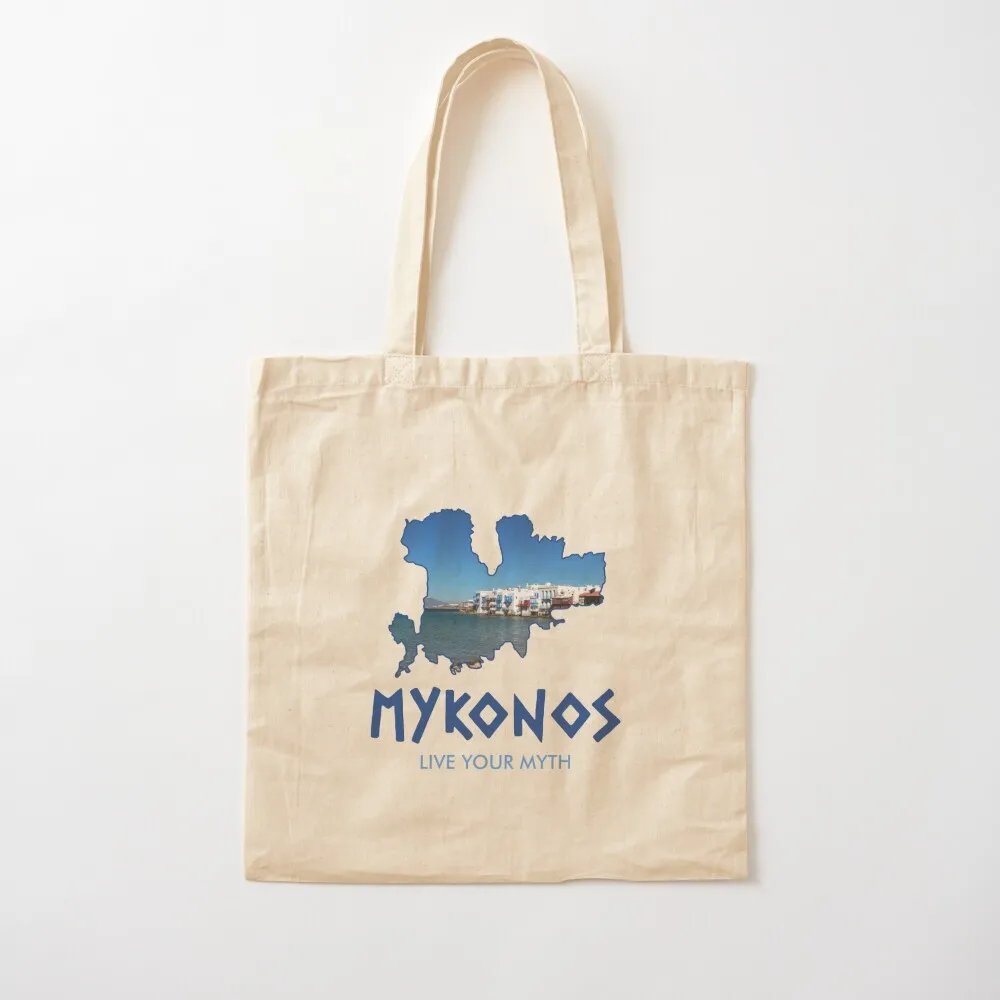 

Mykonos, Live your Myth. Tote Bag Canvas Big bag women Candy bags