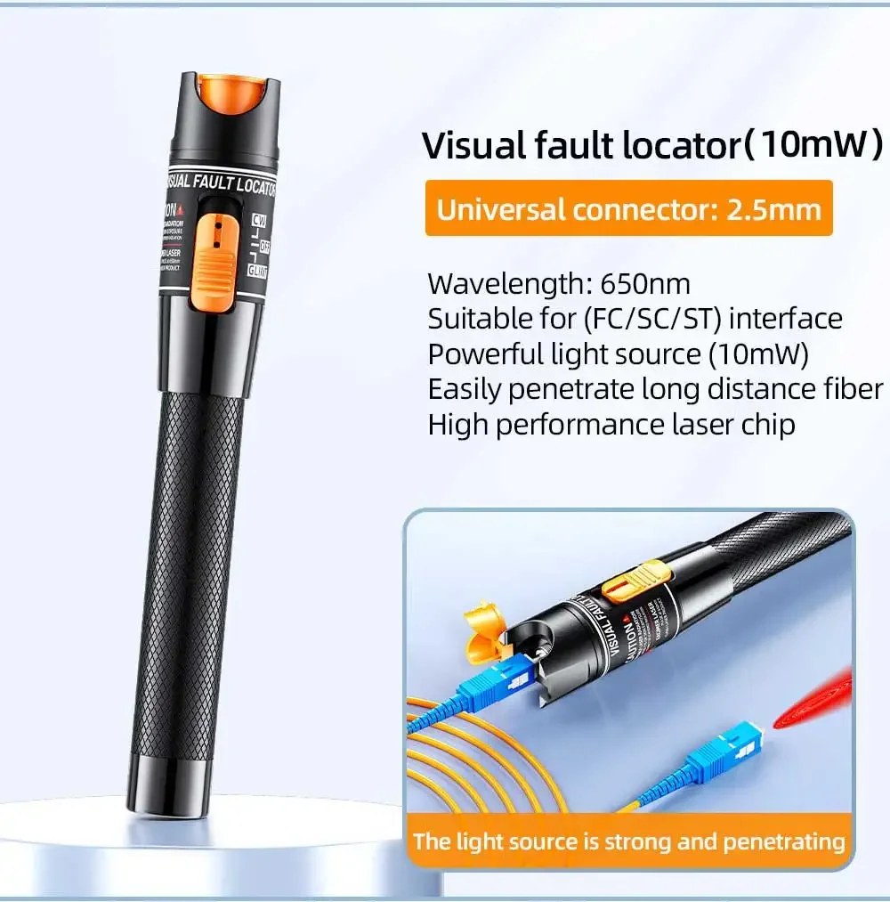 ชุดเครื่องมือไฟเบอร์ออปติกนาตาลิงค์ FTTH เครื่องวัดพลังงานแสงไฟเบอร์และเครื่องตัดไฟเบอร์,เครื่องปอก,เครื่องระบุตำแหน่งข้อบกพร่องด้วยภาพ 10MW (ไม่มีแบตเตอรี่)
