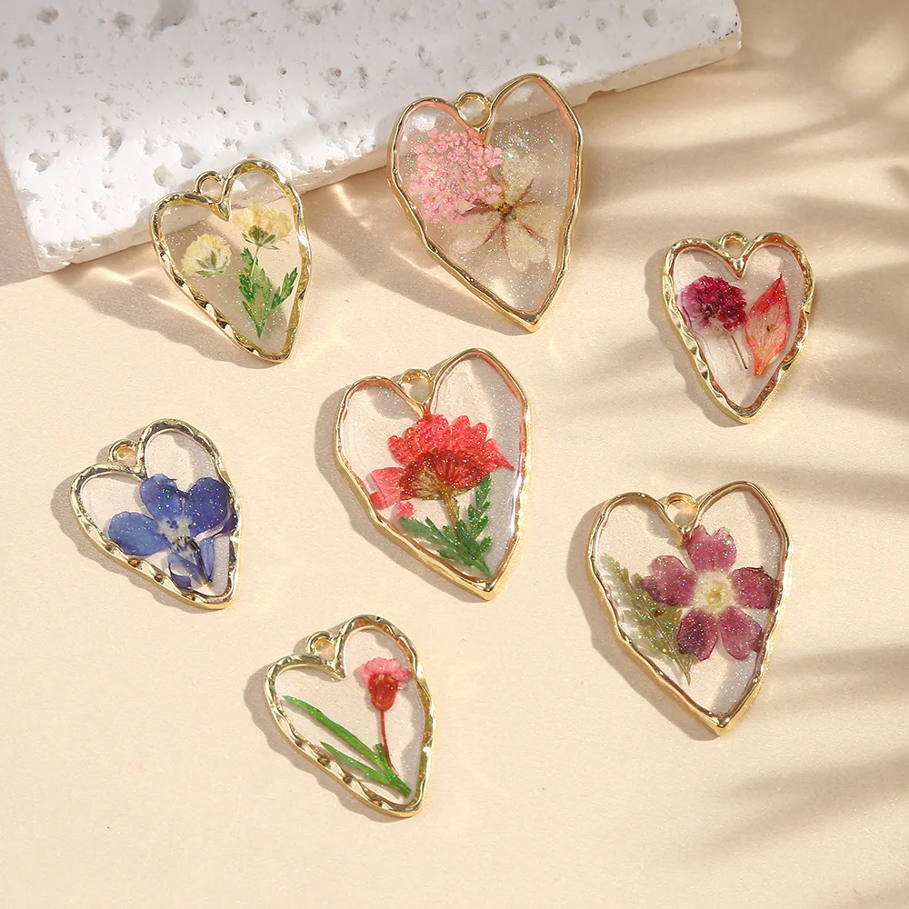 10Pcs Love Flowers Charms Alloy Plant Pendant For jewelry Making Diy Bracelet Necklace Earrings Handmade Accessories Supplies