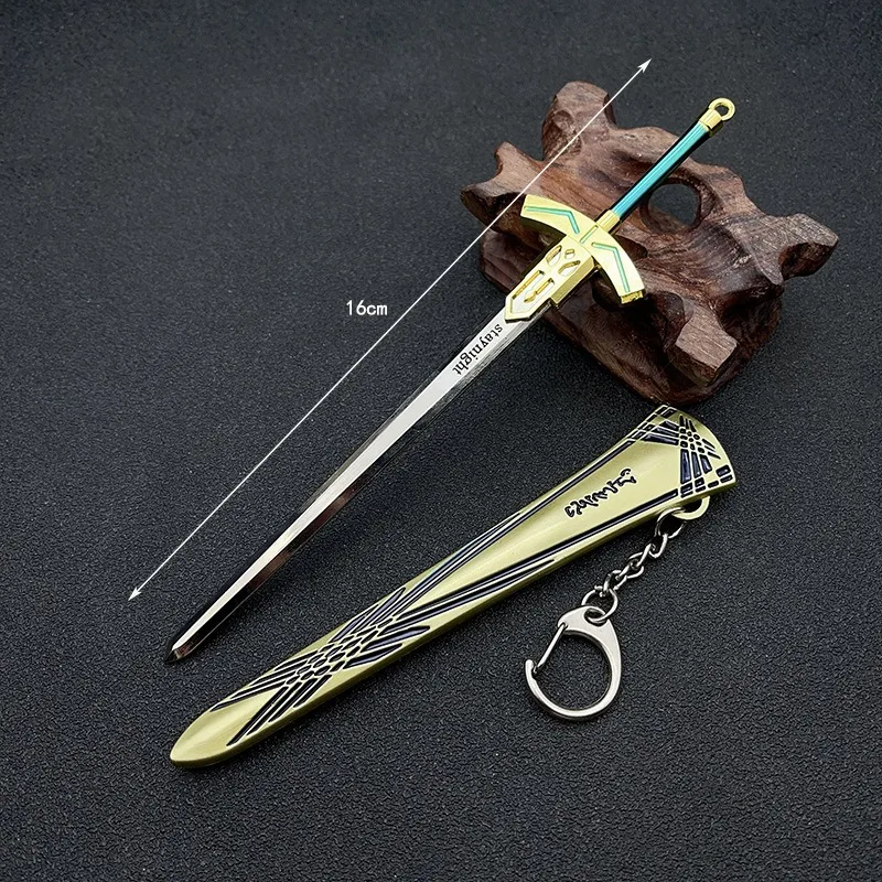 16 سنتيمتر لعبة أنيمي مصير ليلة السيف الأسود المفاتيح صابر مع Scabbard تأثيري اكسسوارات جمع هدية