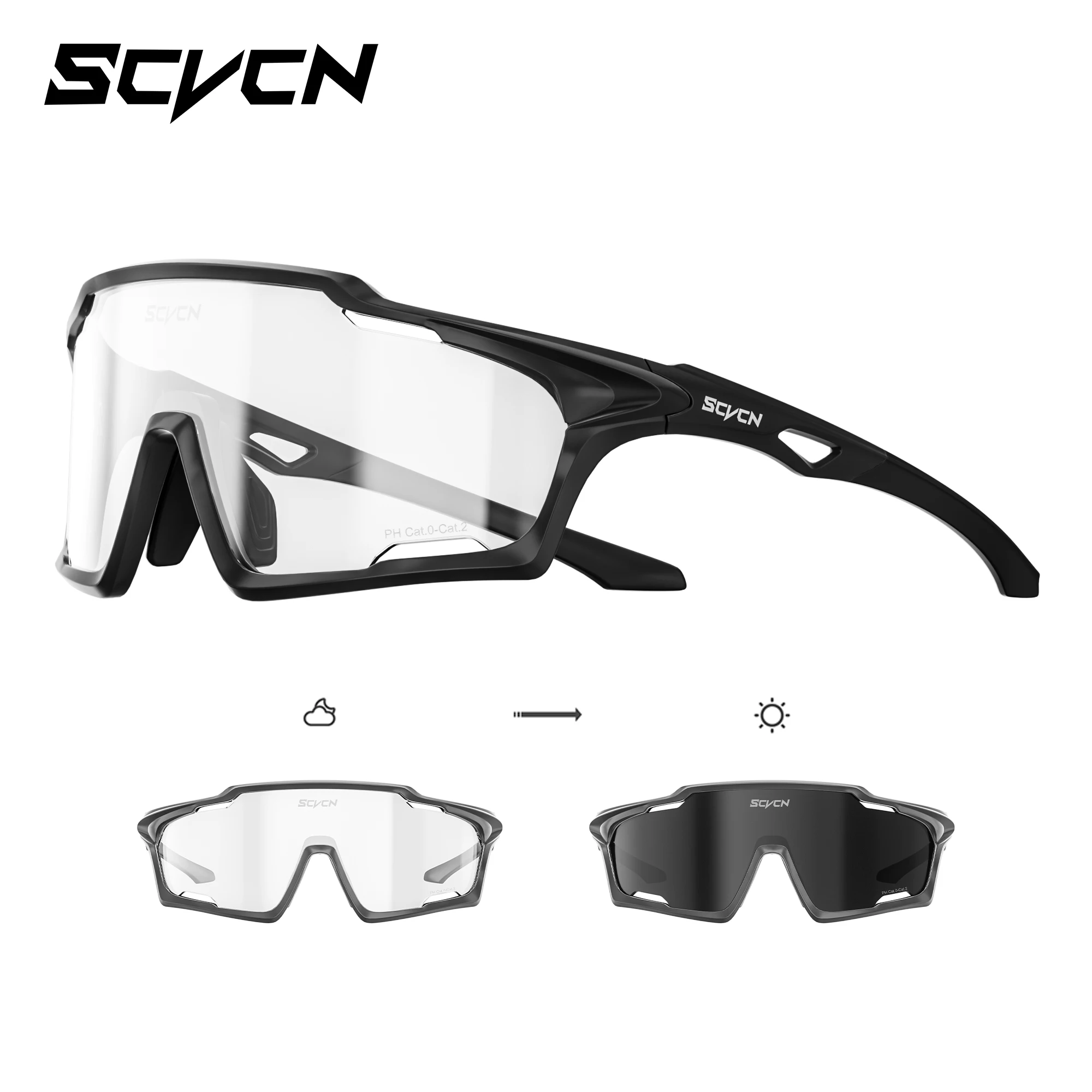 SCVCN Photochrome Sonnenbrille für Herren, Fahrradbrille, MTB, Skaten, UV400, Angelbrille, Damen, Fahrrad, Baseball 2026