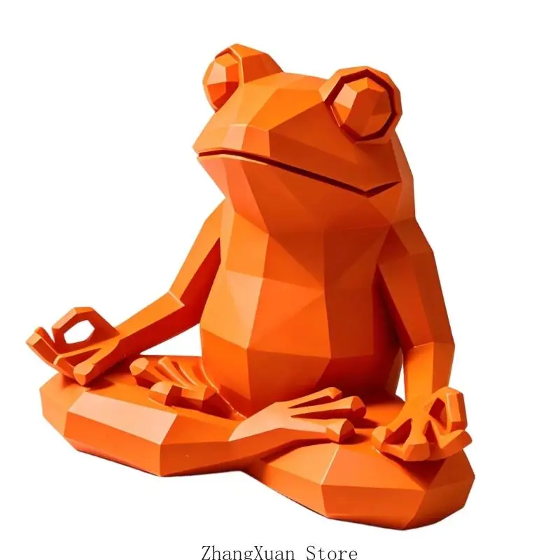 Kleine Frösche Yoga-Statue, geometrische Form, Kunstharz, für Meditationen, Dekorationen für Nachttische oder Arbeitsbereiche – Detail 8