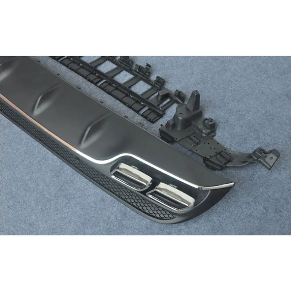 PP Rear Bumper Lip Diffuser Exhaust Tips 4 Outlet for Benz C Class W205 C200 C220 Sedan 4 Door Change to C63 AMG look 15-17 view 6