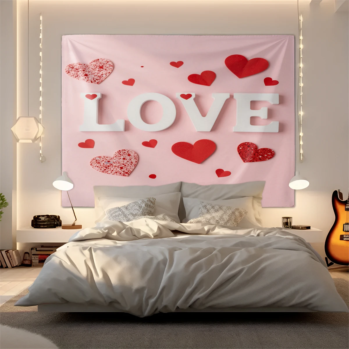 

Романтический гобелен с принтом в виде сердца, мягкий, удобный, модный, стильный настенный декор для спальни, общежития, гостиной, украшение ко Дню святого Валентина