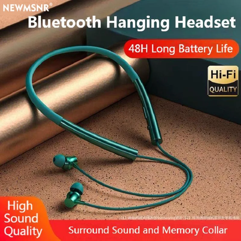 Neck Wireless Bluetooth Earphones Long battery Life Headset HiFi Waterproof Sports Earbuds Noise reduction Headphone With HD Mic