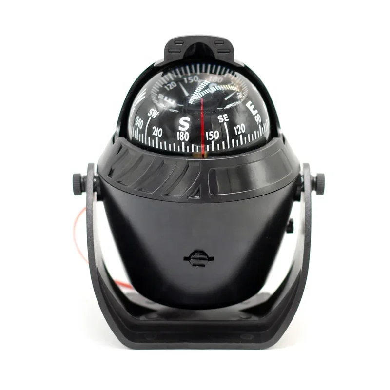 12V Marine Navigation Compass Black With Electronic LED Light Electronic Sea Pivoting Marine Compass for Marine Boat