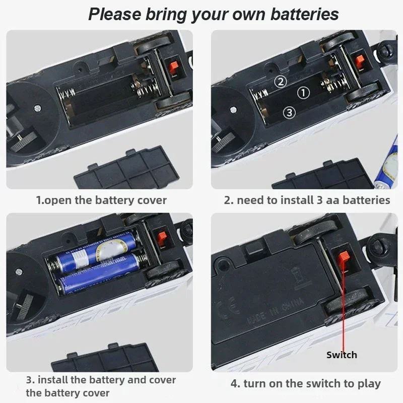 Tren ferroviario de alta velocidad de simulación DIY para niños, coche de juguete, sonido eléctrico, modelo de luz, tren, juguetes educativos para niños y niñas, regalos