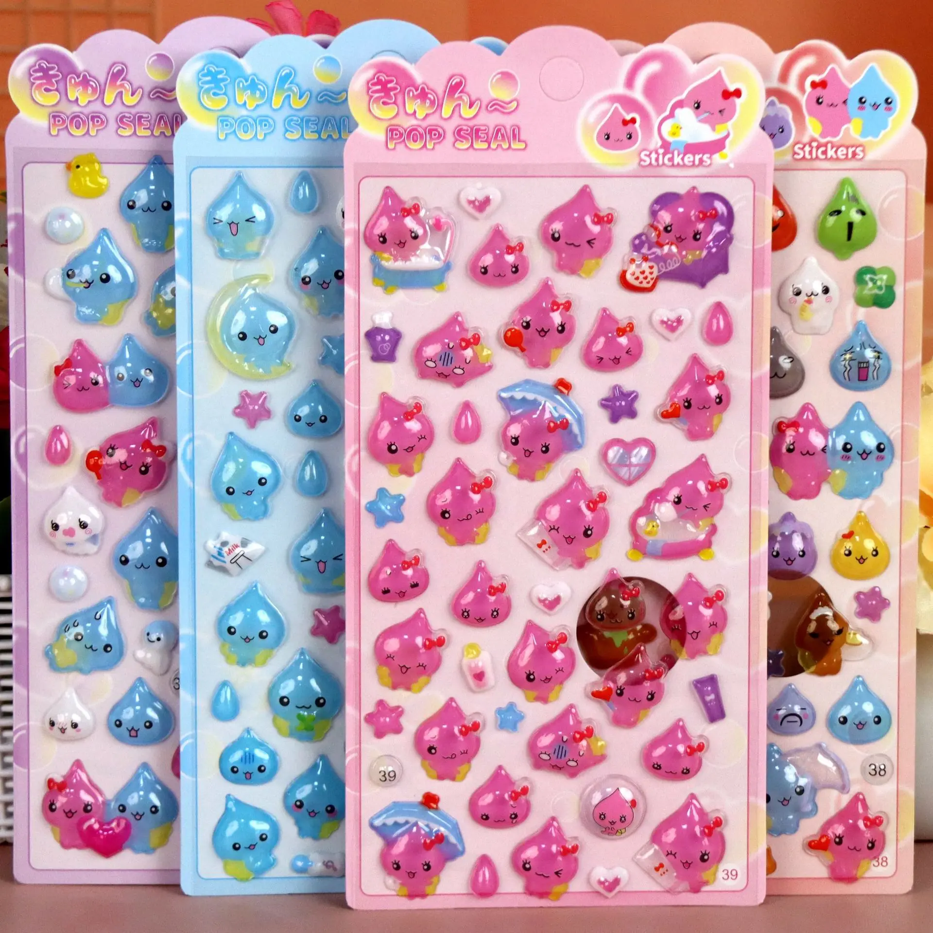 40pcs Kawaii Small Water Drop 3d Relief Stereo Sticker Cute Diy Mobile Phone Decor Sticker Student Hand Account Stationery Gift