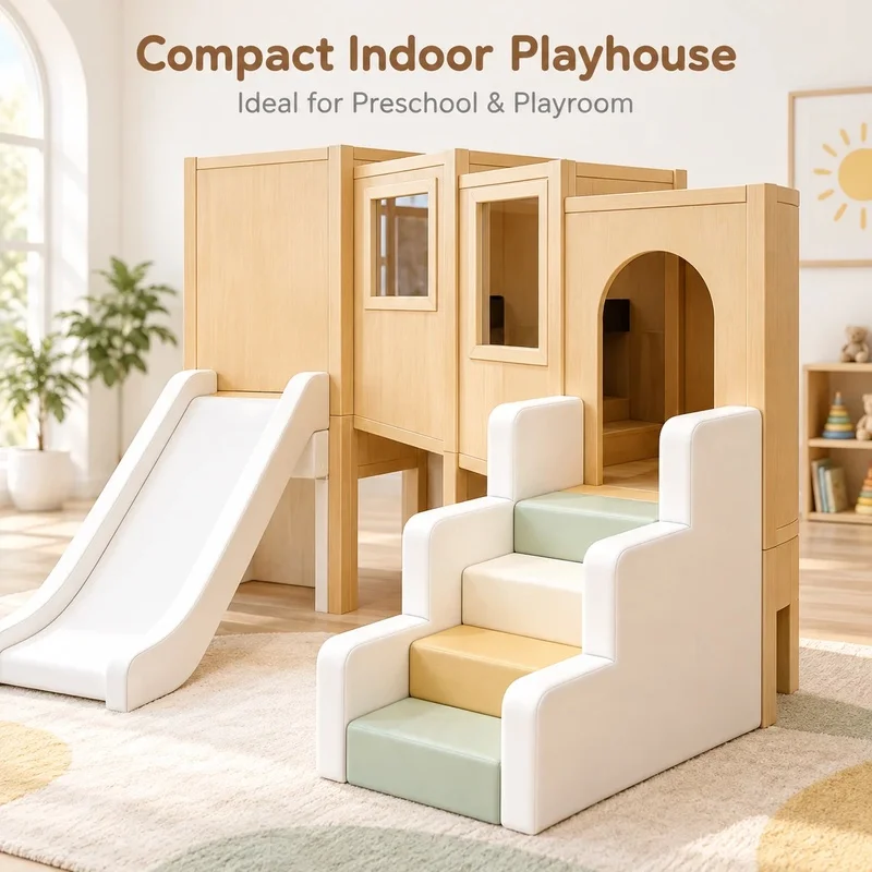 Large Modular Wooden Indoor Playground Equipment With Slide Tunnel Ball Pit Swing for Kindergarten and Kids Activity Center