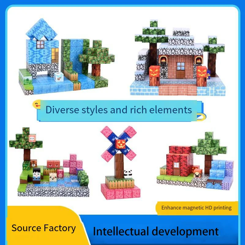 Magnetic building blocks Winter Snow House toy Children\'s Puzzle 4-6 My World around mini variable magnetic blocks