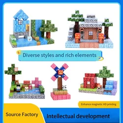 Magnetic building blocks Winter Snow House toy Children's Puzzle 4-6 My World around mini variable magnetic blocks