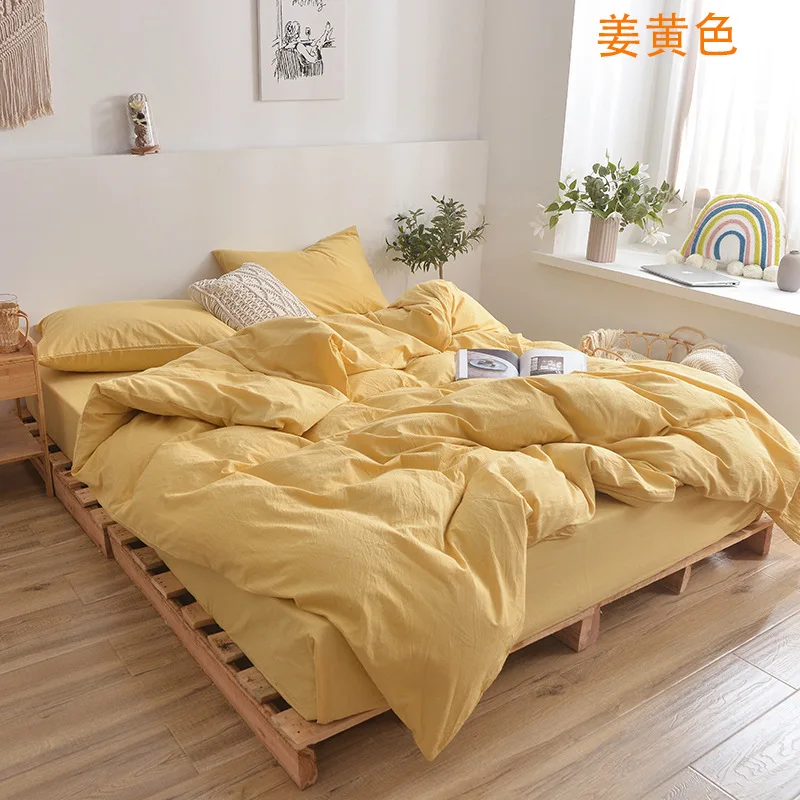

Washed Cotton 4 Piece King Bedding Set King Duvet Cover Queen Duvet Cover Queen Size King Size Duvet Cover Sheets Pillowcases XL