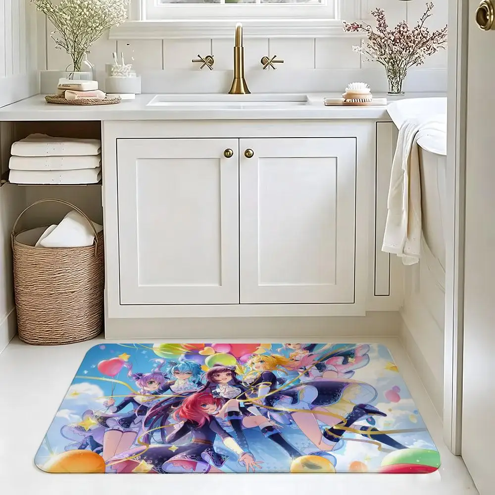 Game R-Re V-Vdol Floor Mat Absorbent Floor Mat Non-Slip Entrance Rug for Bathrooms Restrooms and Toilets