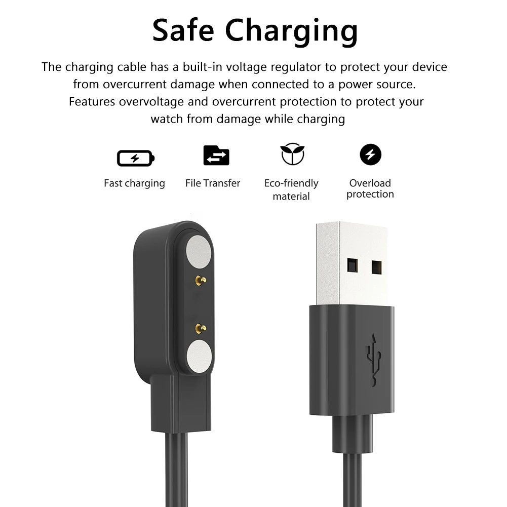 60cm Magnetic Charger Replacement Magnetic Charger Cord Smart Watch Accessories Charging Line for HAYLOU Solar Plus RT3 LS16