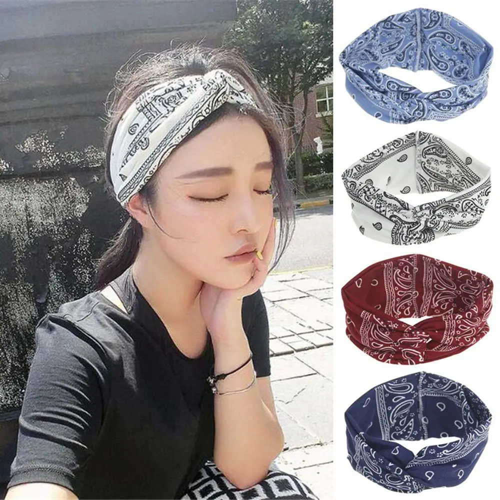 Accesorios elásticos para el cabello para niñas, Bandanas con estampado de flores de anacardo, diadema, turbante