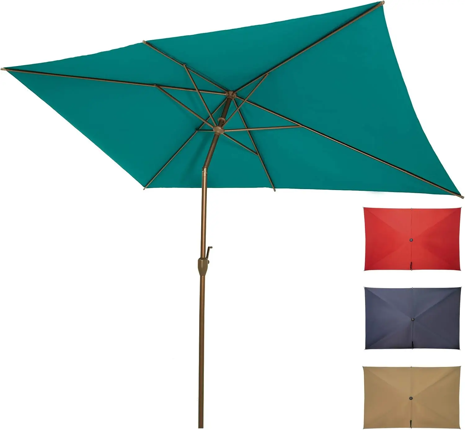 6.5x10ft Patio Umbrella Rectangular Outdoor Table Umbrella Turquoise