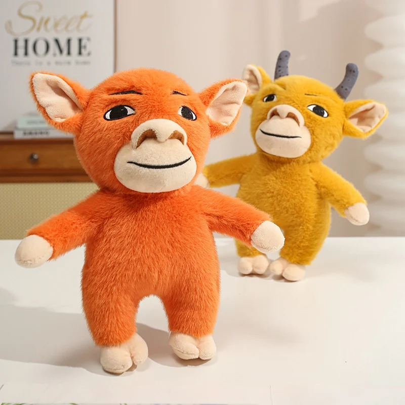 Funny Sly Expression Cow Ox Plush Toy Cute Stuffed Animal Doll 2 Sizes Available Plush Keychain Pendant Bag for Gifts.
