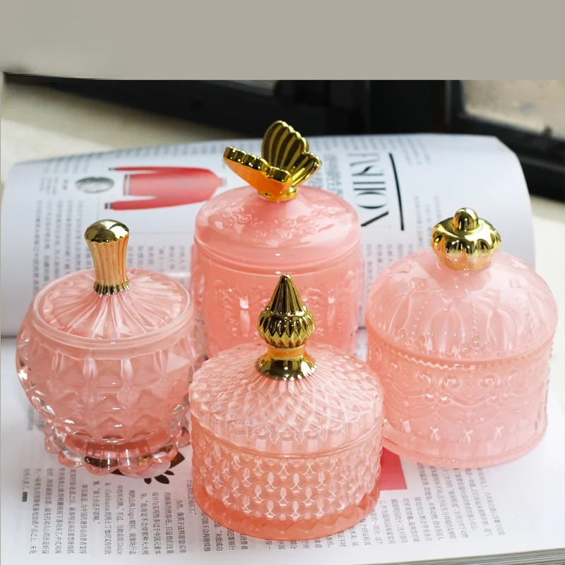 

Crystal Glass Jewelry Jar Candy Box Gift Household Candle Aromatherapy Bottle Cotton Swab Jars Container New