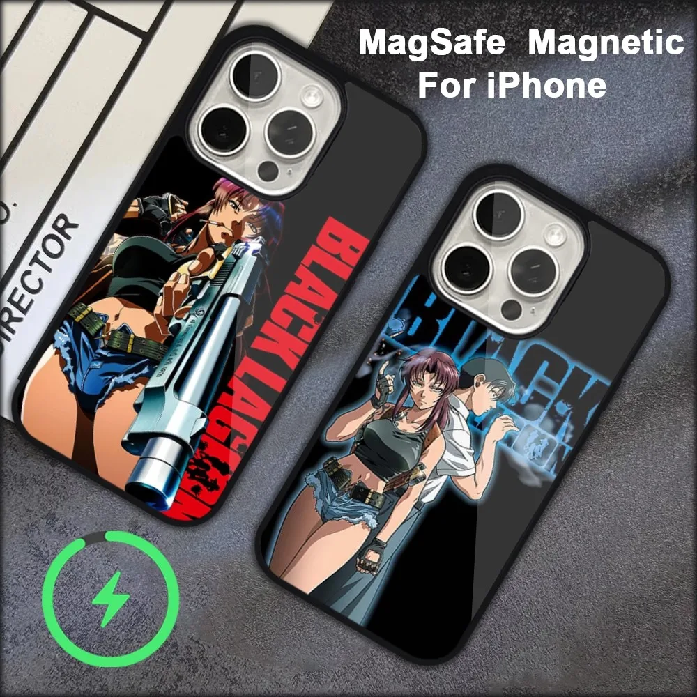 BLACK LAGOON Cartoon Phone Case For iPhone 15 14 13 12 11 Pro Max Plus  Magsafe Black Soft Cover