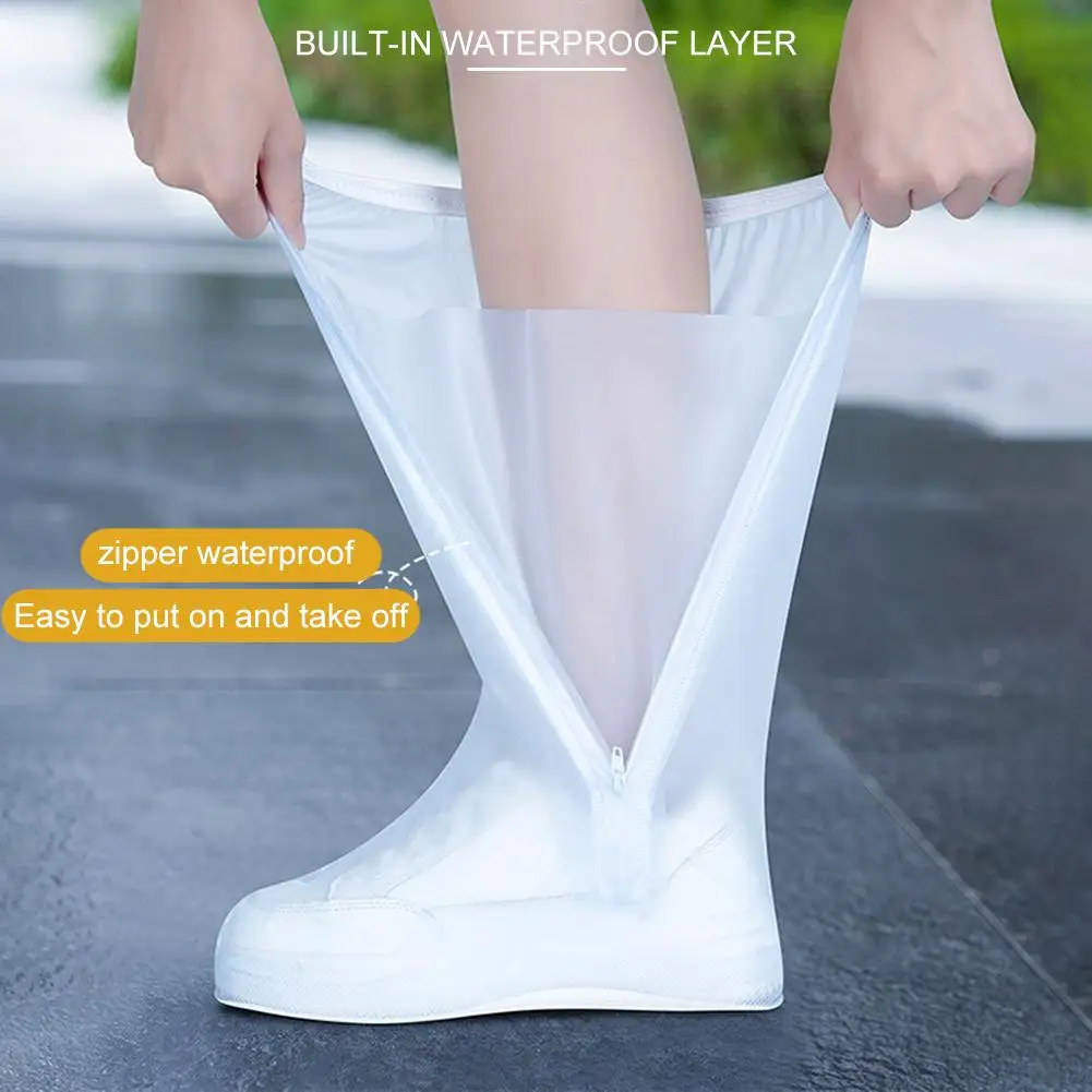 Silicone Waterproof High-top Rain Shoe Covers Rainproof Pvc Anti-slip Light Portable Wear-resistant Rain Shoe Covers