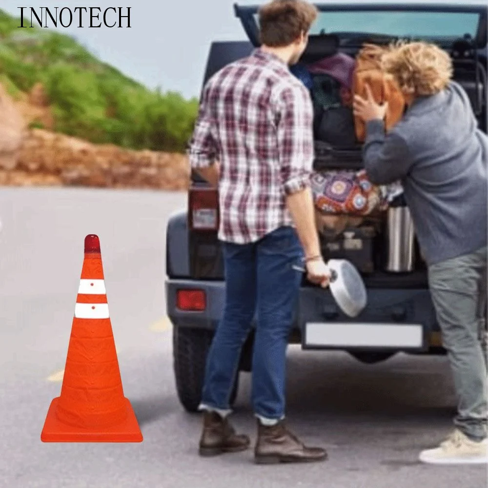 

Orange Color LED Light Reflective Cone Foldable Design Reflective Stripes Reflective Traffic Cone Oxford Material