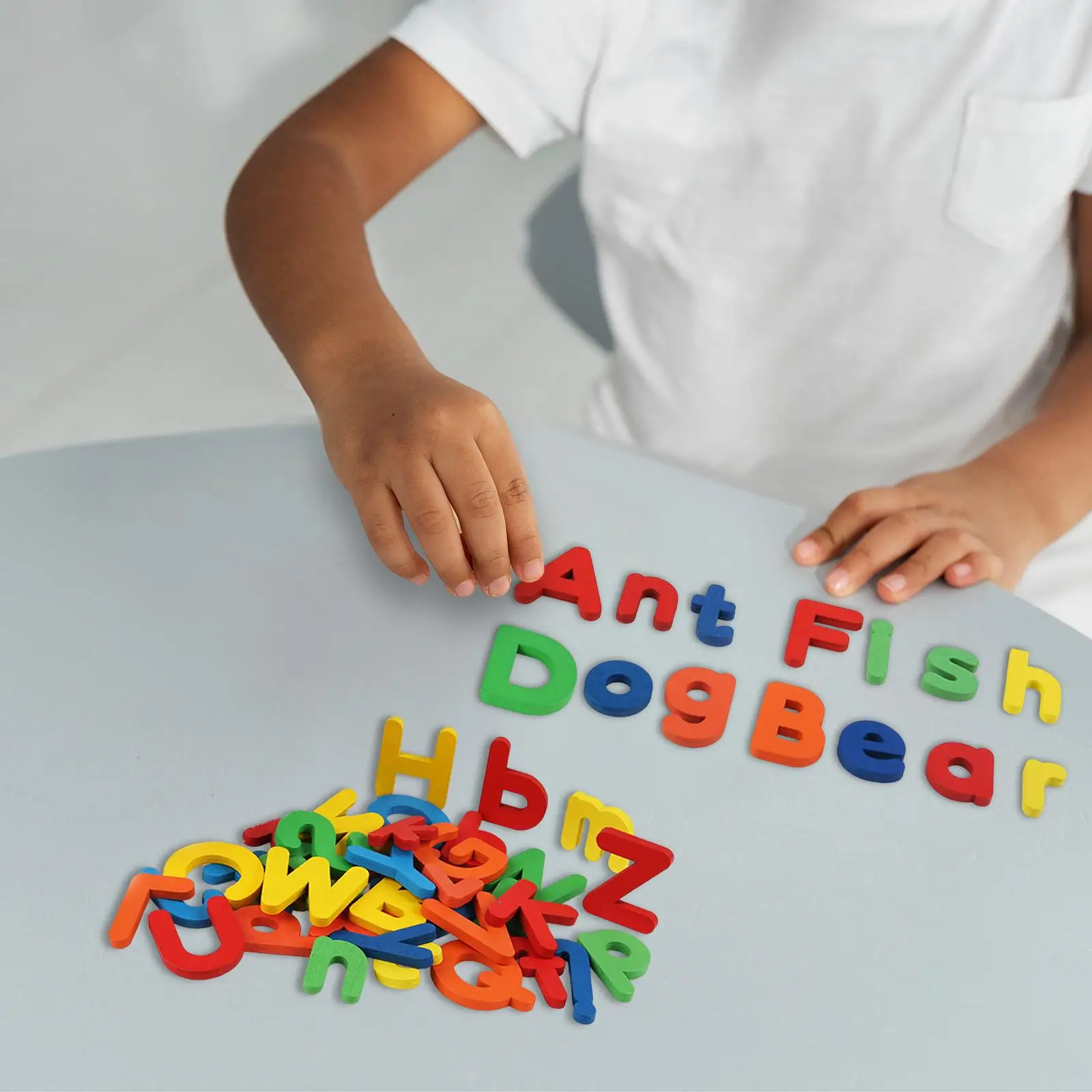 

52x Montessori Wooden Alphabet Colorful English Word Spelling Girls