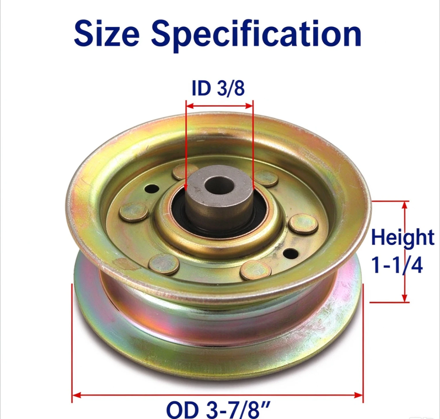 1Pcs 3/8 ID X 3‑7/8 OD Steel Flat Idler Pulley FIT FOR Husqvarna Poulan Craftsman Roper Weed Eater Lawn Mower Tractor