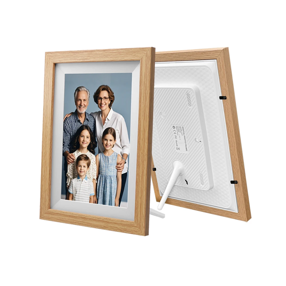 15.6 Inch WiFi Digital Photo Frame, 1920*1080 IPS Touchscreen Picture Frame 32G Light Wood, Share Photos Videos Via Frameo App