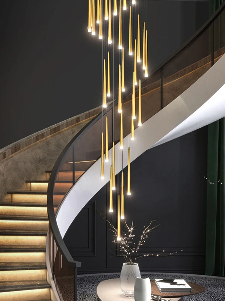 Imagem -02 - Villa Lustre para Escadaria Modern Led Lâmpada Pingente Suspenso Lâmpadas de Teto para Sala de Estar Loft Iluminação de Teto Lustre Lustre para Sala de Estar